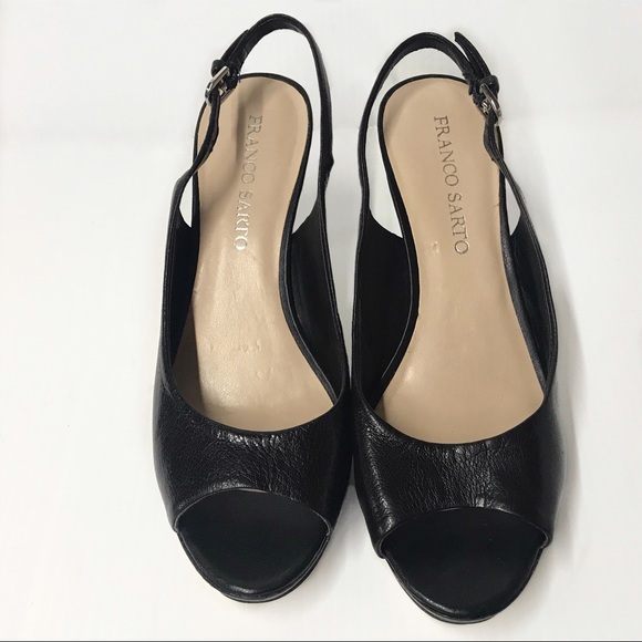 FRANCO SARTO Black Slingback Peep Toe Shoe Sz. 8.5 - Picture 2 of 7